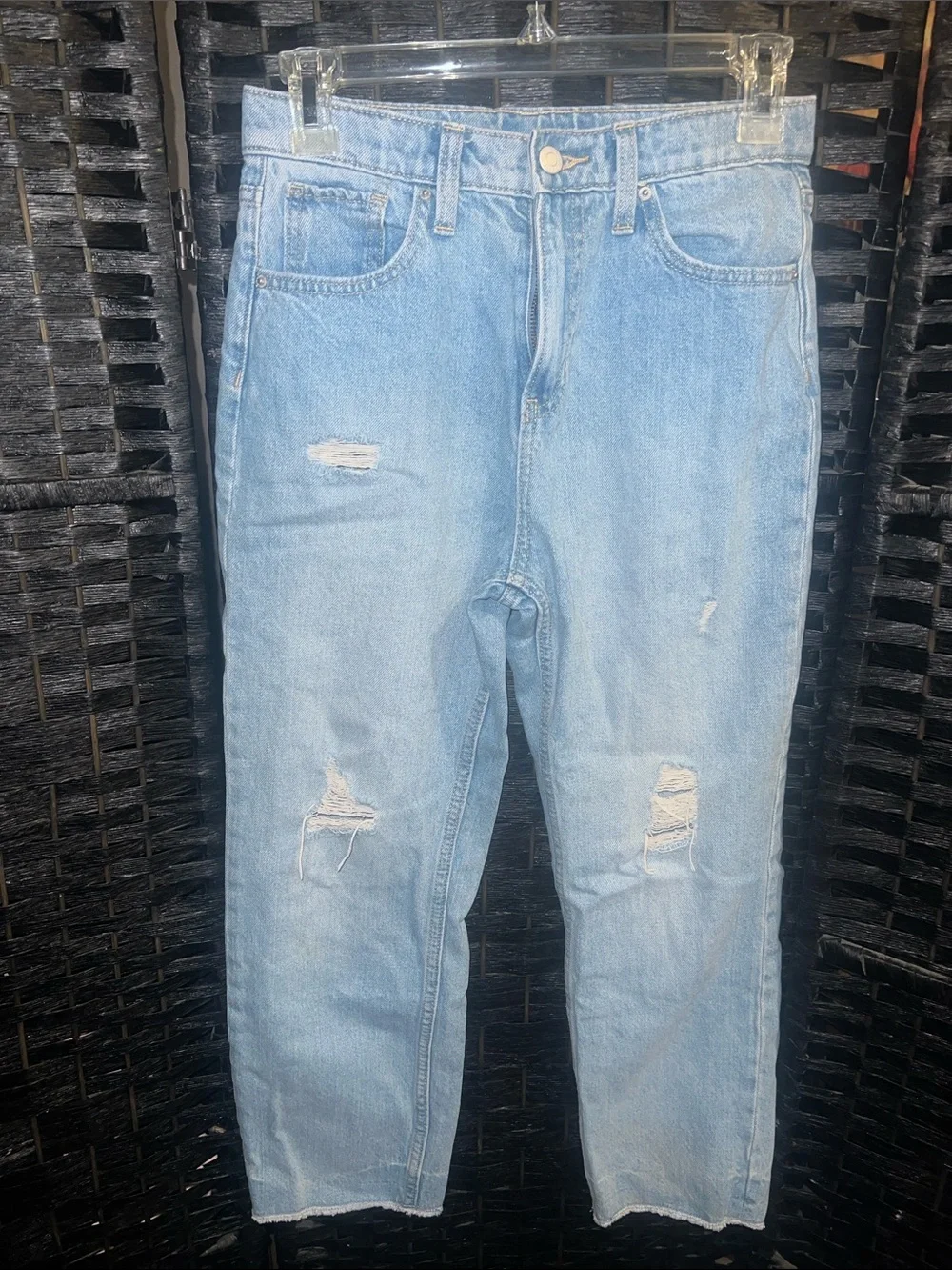 Old Navy Light Blue slouchy straight Distressed Jeans youth girls size 12